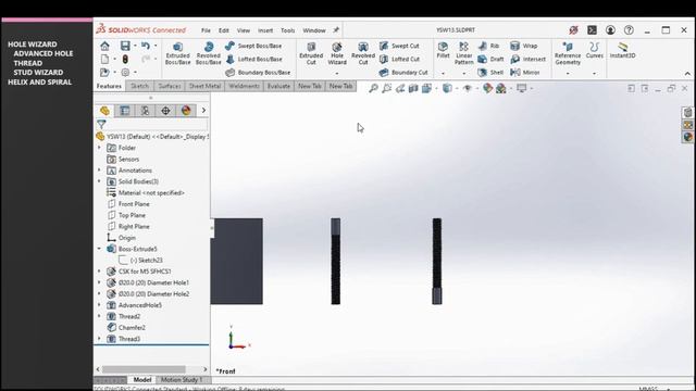 SOLIDWORKS 2024 | TAMIL TUTORIAL 20 | FEATURES | HOLE WIZARD, HELIX & SPIRAL | BASICS | தமிழில்