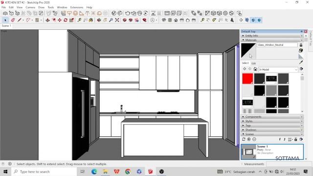 SKETCHUP TUTORIAL KITCHEN SET | Interior #2 | Sketchup Vray 5