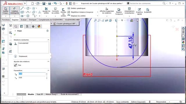 SolidWorks 2016 Module tôlerie PARTIE 6 Dessiner un coude cylindrique à 90° en deux éléments