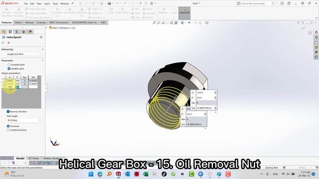 Helical Gear Box - 15. Oil Removal Nut (Project 03) Design by Solidworks