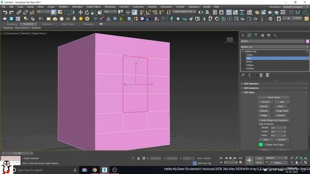 Editable Poly Edge Tutorial In Tamil | Connect