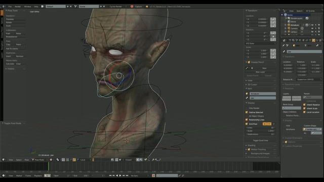 Retopology, Texturing and rigging a 50's Alien head in Blender 2.73