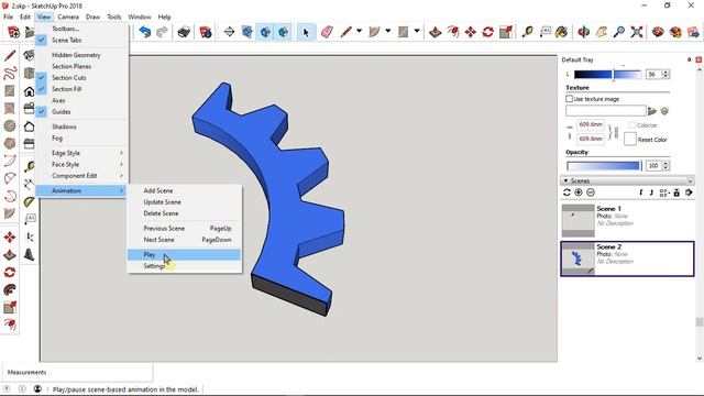 Animating section cut and exporting to video in sketchup