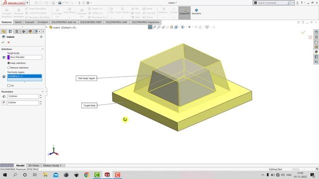 ⚡SOLIDWORKS TUTORIAL || How to Create an Indent?