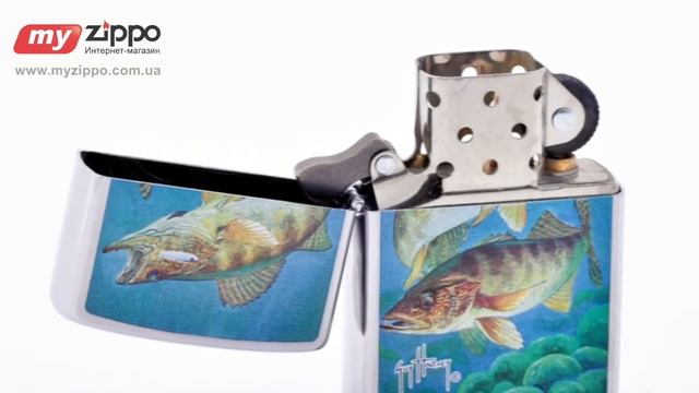 Зажигалка Zippo Guy Harvey Walleye Brushed Chrome 24304