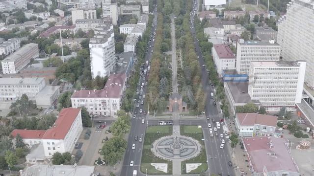 D-Log. Krasnodar, Russia. Alexandrovsky Boulevard. Monument to the Holy Great Martyr Catherine with