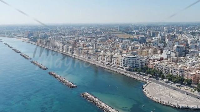 Bari, Italy. The central embankment of the city during the day. Lungomare di Bari. Summer. Bari - a