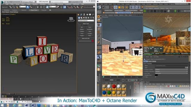 MaxToC4D - In Action: With Octane Render