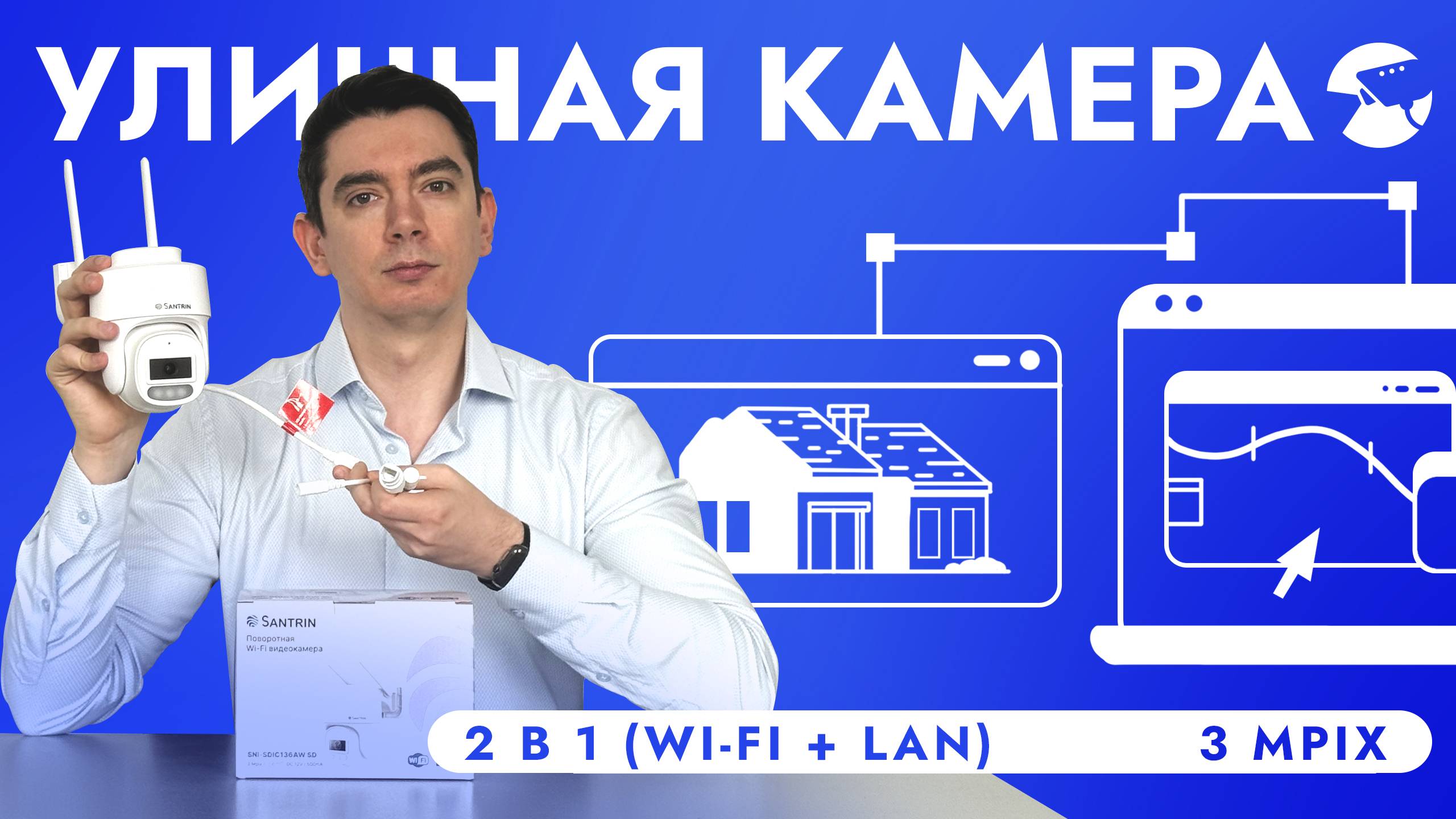 КАМЕРА ВИДЕОНАБЛЮДЕНИЯ УЛИЧНАЯ 3 MPIX WIFI + LAN ПОВОРОТНАЯ ВИДЕОКАМЕРА SNI-SDIC136AW SD С ONVIF