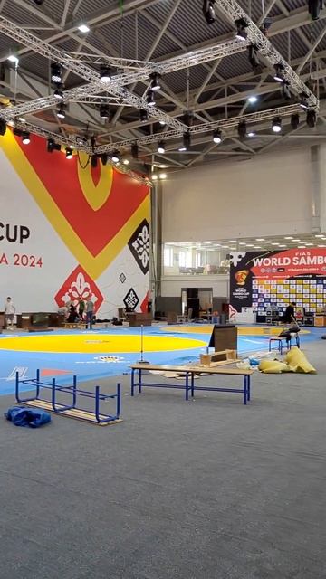 Preparations of the arena for the 2024 World #SAMBO Cup in #Kyrgyzstan are in full swing