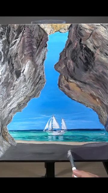 Cala Luna Beach Painting #painting #beach #sailingboat #sailboatpainting #art
