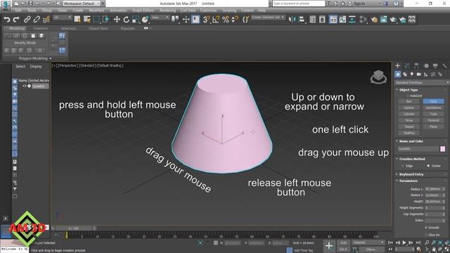 3ds max create a box a cube and a cone for beginners