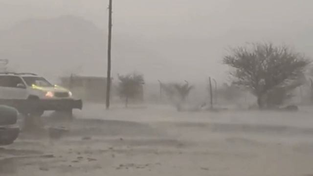 Terrible storm and scary dark clouds over Taif in Saudi Arabia and Dubai