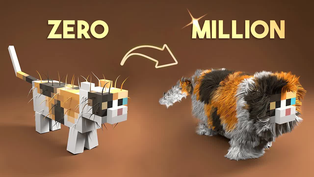Minecraft Satisfying Simulation🐱| Hair, Liquid, Block Physics and more