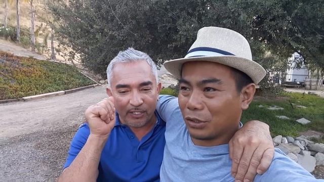 Lestre Zapanta with Cesar Millan in Los Angeles, California