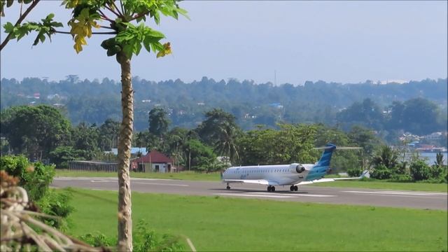 Detik Detik Pesawat Pensil Garuda Indonesia CRJ1000 Take Off di Bandara Rendani Kota Manokwari