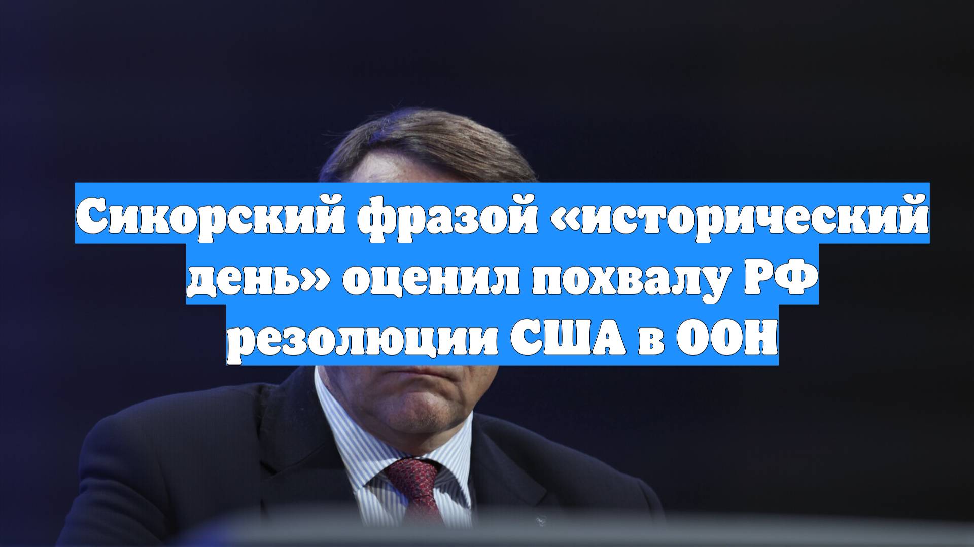 Сикорский фразой «исторический день» оценил похвалу РФ резолюции США в ООН