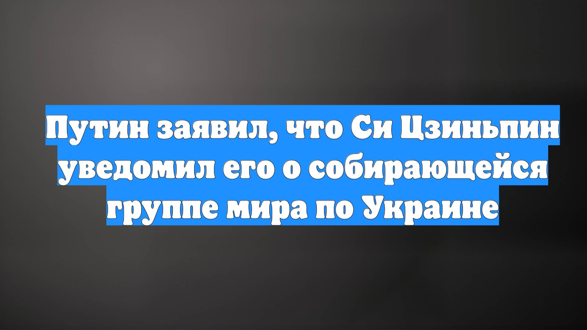 Путин заявил, что Си Цзиньпин уведомил его о собирающейся группе мира по Украине