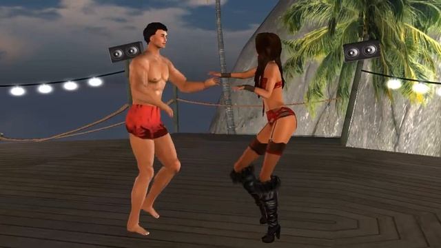 Hot Salsa Dancing on Tropical Fiyah Island in Lingerie