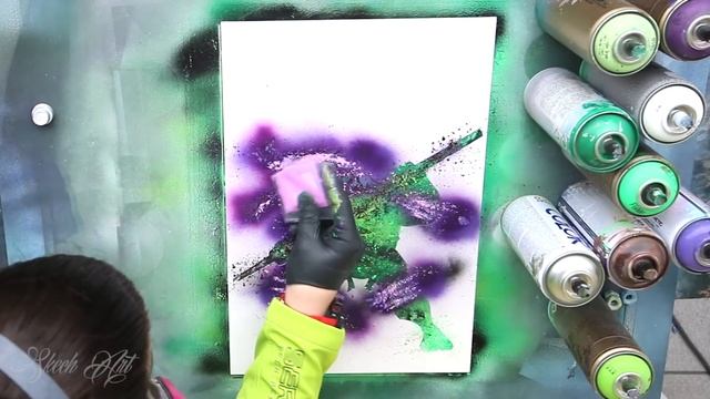 Donatello TMNT  GLOW IN DARK - SPRAY PAINT ART by Skech