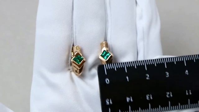 Серьги из золочёного серебра AQUAMARINE с гидротермальным изумрудом А48517П-п