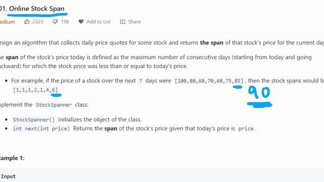 Online Stock Span - Leetcode 901 - Python