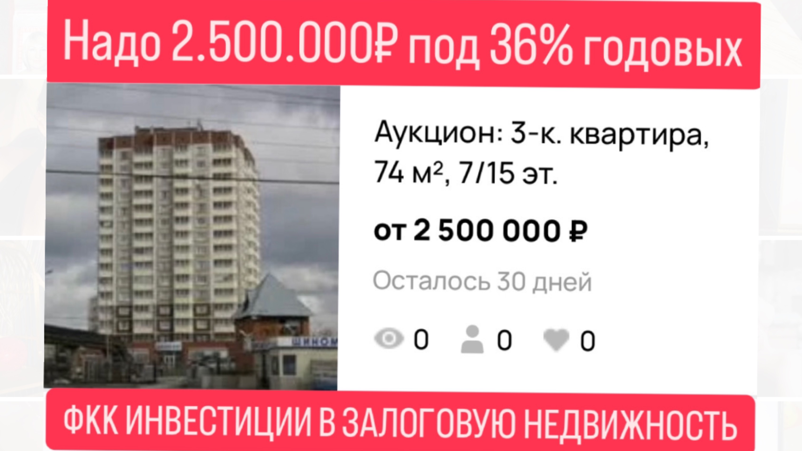 Инвестиции в залоговую недвижимость под 36% годовых в Екатеринбурге.