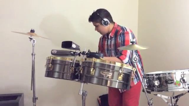 Latin boy playing Timbales - Salsa music