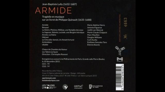 Jean Baptiste Lully (1632-1687) - Armide, tragédie en musique (1686) / (Christophe Rousset)