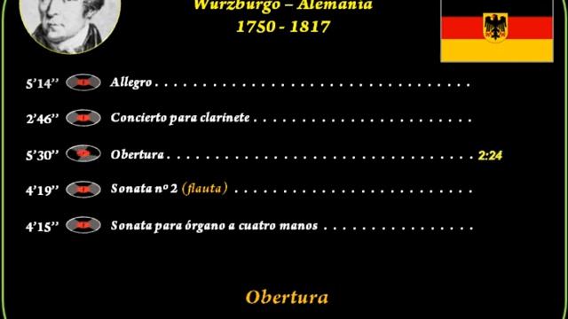 Sterkel, J. Franz (1750-1817) Wurzburgo (Alemania) Allegro-Concierto-Sonata 2-Sonata órgano-Obertur