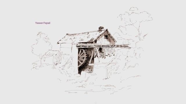 Digital Art Water Mill House Drawing Landscape Pen And Pencil Drawing Using  Sketchbook By Yasser F