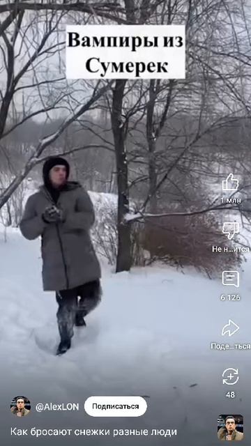 Как кидают снежки разные люди