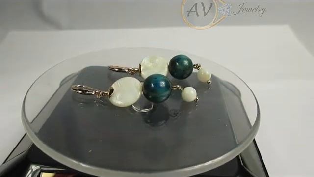 Серьги с тигровым глазом и перламутром