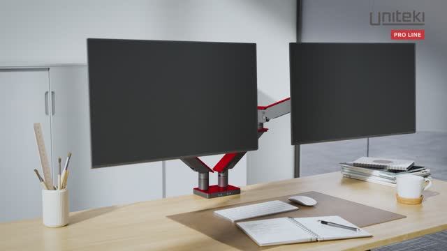 UNITEKI FMGT102RDR кронштейн для двух мониторов; крепление для двух мониторов 17-35 дюймов