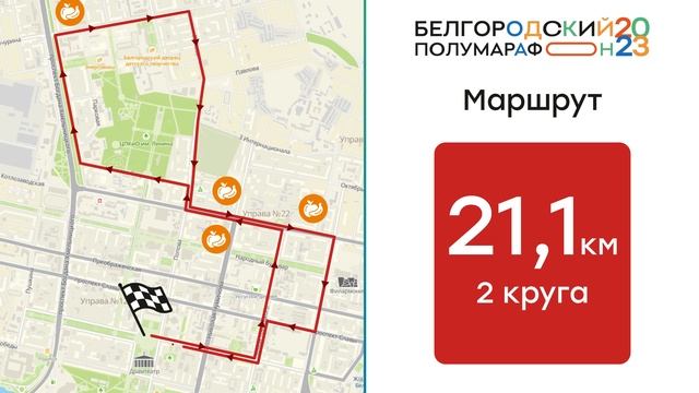 Белгородский полумарафон 2023 Карта_21км