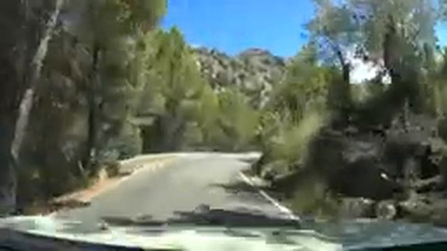 Mountain road to and from Torrent de Parei (Mallorca) real playback speed