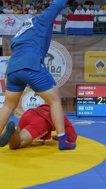 When size matters!  Powerhouse Vladislav BULIGIN (UZB) left no chance for Nikita HROMYKO (UKR)