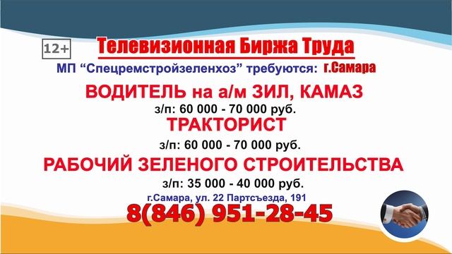 27.02.25г. в 19.20 на телеканале ГУБЕРНИЯ Телевизионная Биржа Труда в Самаре и области