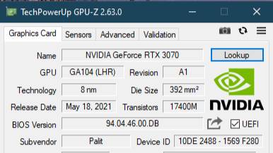 RTX 3070 JetStream Superposition 2025.02.25