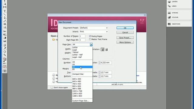 Opening an InDesign document
