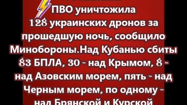 Российская ПВО уничтожила 128 украинских дронов за прошедшую ночь