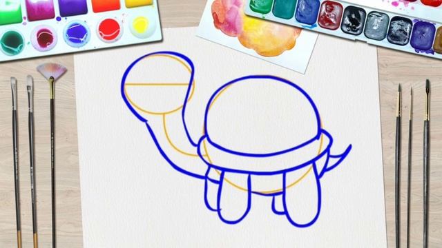 How to draw a turtle/Learning to draw/