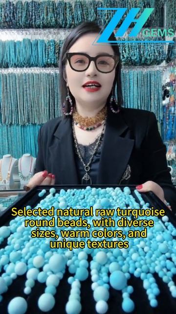 250225-4 Selected natural raw turquoise round beads, with diverse sizes, warm colors