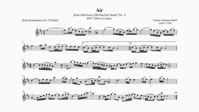 J. S. Bach - Air from Overture [Orchestral Suite] No. 3 BWV 1068 (Accompaniment)