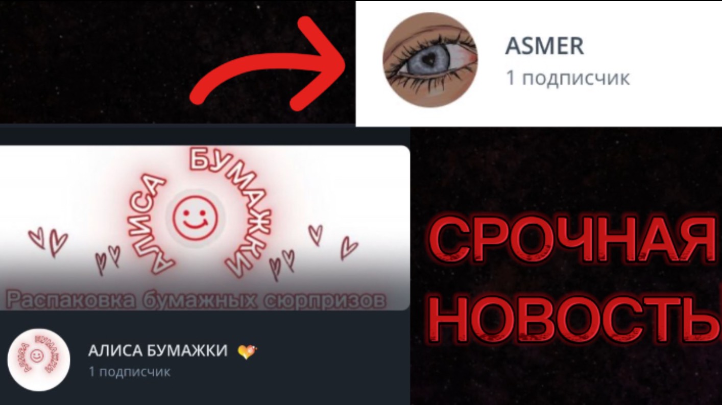 СРОЧНАЯ НОВОСТЬ!! КАНАЛ ASMER теперь АЛИСА БУМАЖКИ!!!