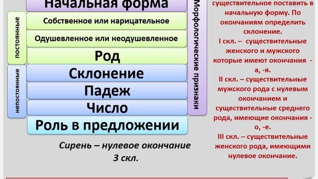 Морфологический разбор имени существительного