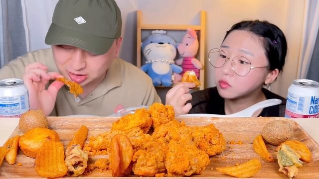 치토스치킨🍗 치즈볼 고추튀김 남자친구랑 멕시카나 치킨 먹방 Mukbang
