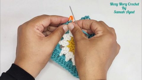 كروشيه شنطة وسط/شنطه كروس بمربع الجرانىbolso de ganchillo crochet bag/Bolsa de crochê/tığ işi çant