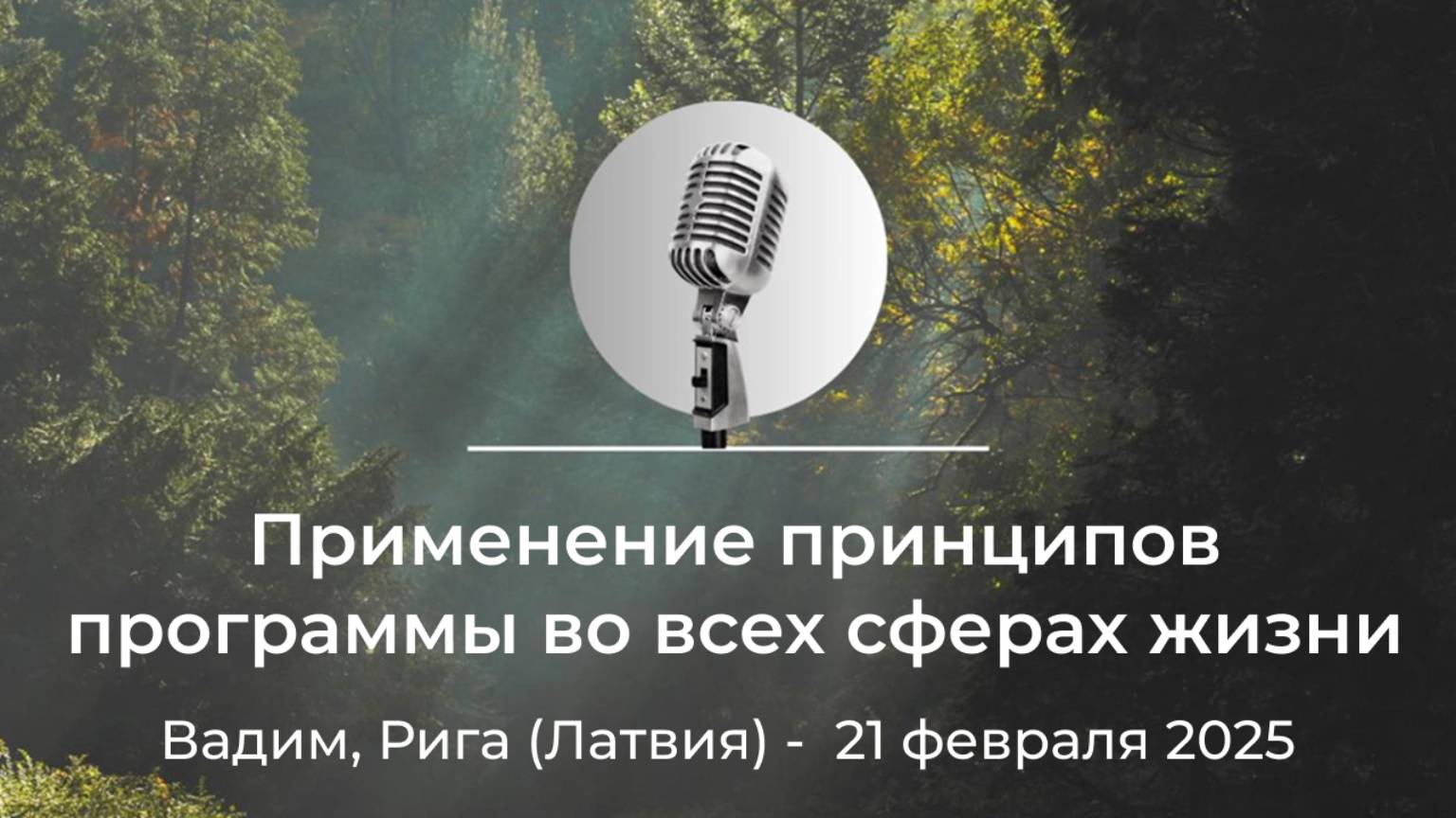 "Применение принципов программы во всех сферах жизни" Вадим, Рига (Латвия), 21 февраля 2025 года