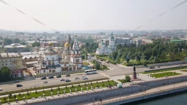 Russia, Irkutsk. Cathedral of the Epiphany. Embankment of the Angara River, Monument to the Founder